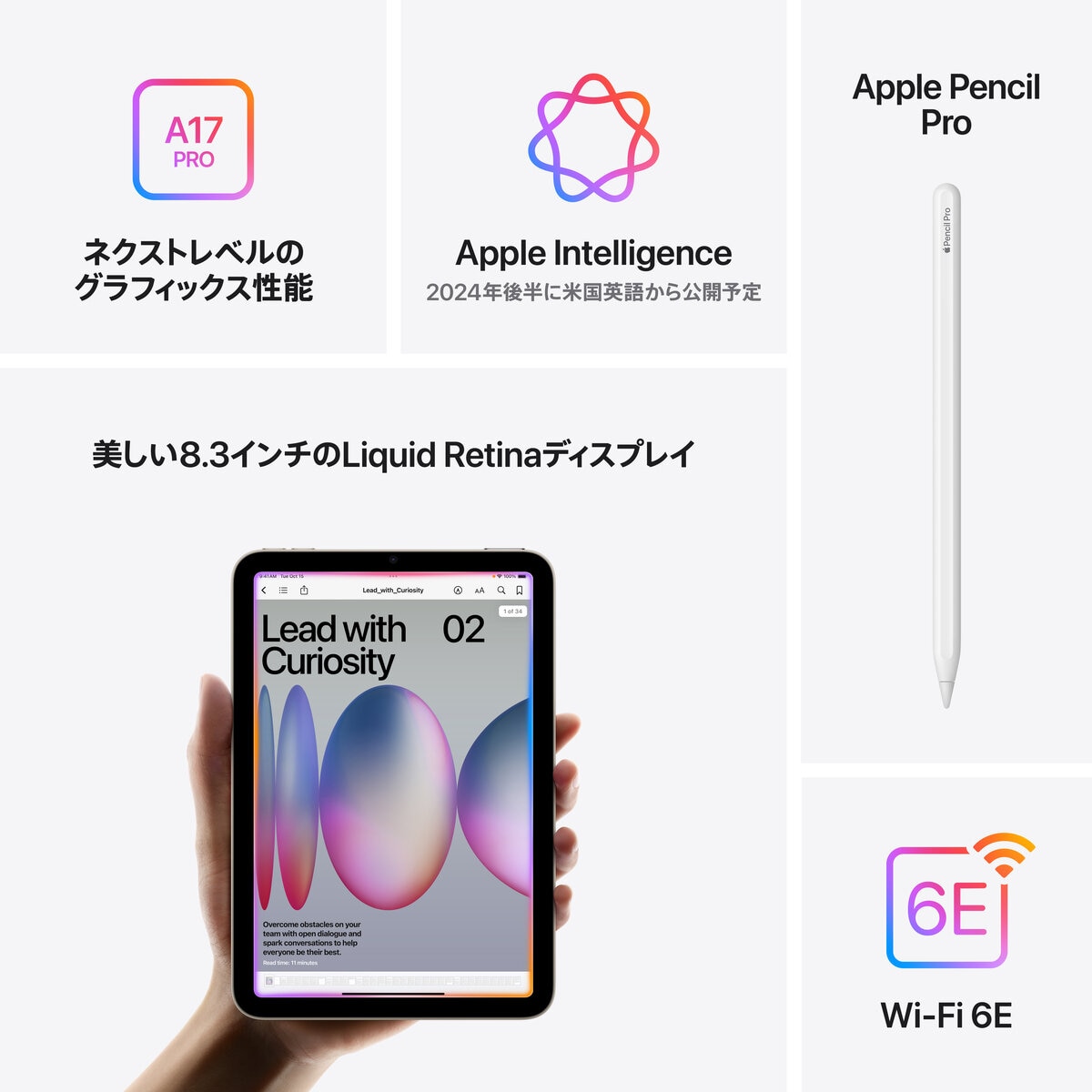 Apple iPad mini (A17 Pro) 8.3インチ Wi-Fiモデル 256GB スペースグレイ