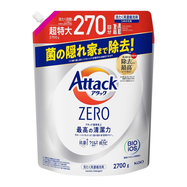 アタック ゼロ 衣料用洗剤 詰替え 2700g アタック ゼロ 衣料用洗剤 詰替え 2700g