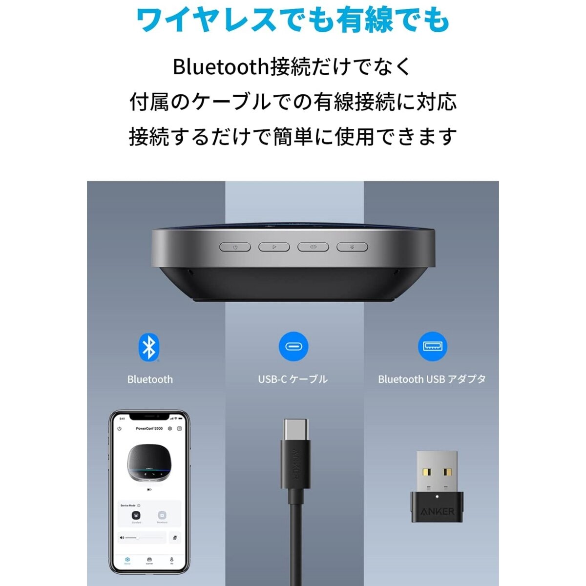 Anker（アンカー）PowerConf S500 オンライン会議用スピーカーフォン A3305011