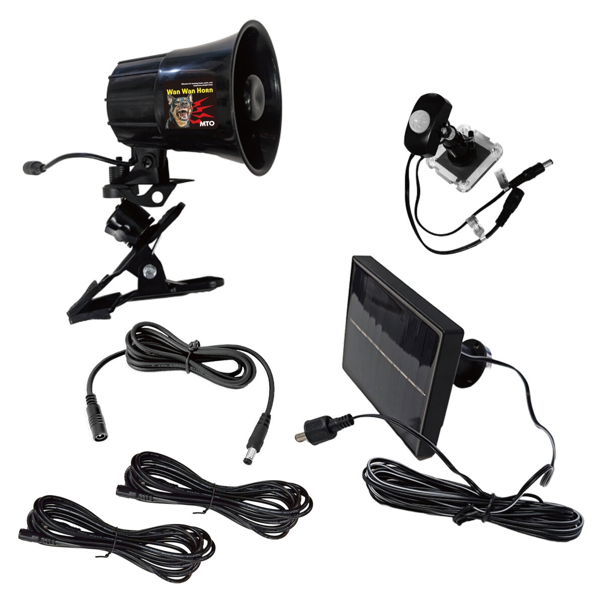 MTO 熊よけわんわんホーン 夜間センサー付ソーラー電源タイプ＆ 3mケーブル 2本追加　DCC001-PVHOW12KS