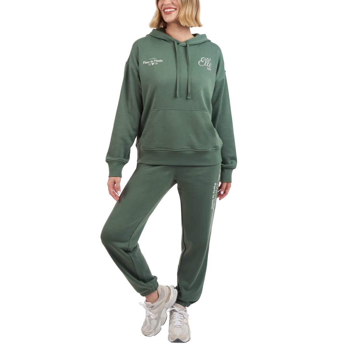 エル レディース ロゴ パーカー グリーン S