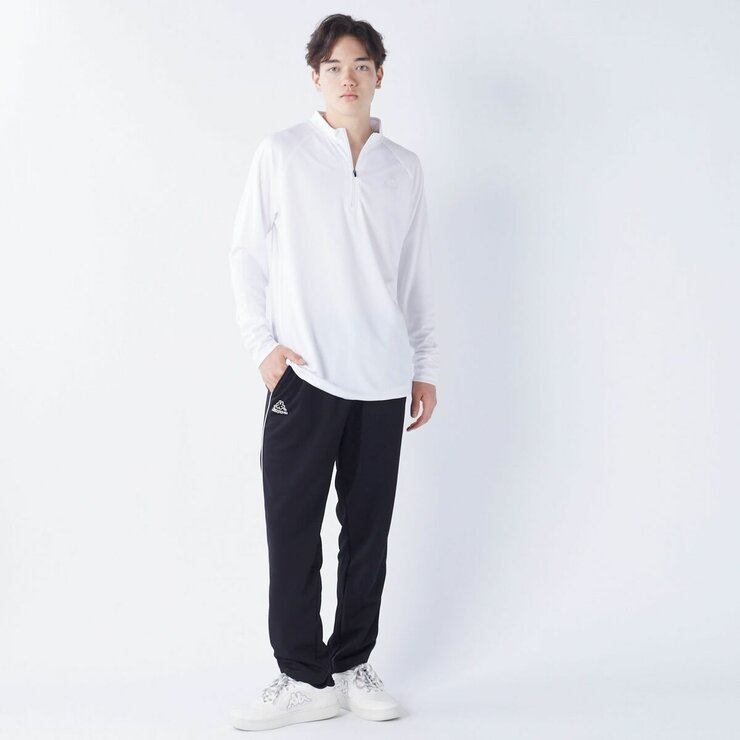 カッパ メンズ ハーフジップ 長袖 Tシャツ / ホワイト / M