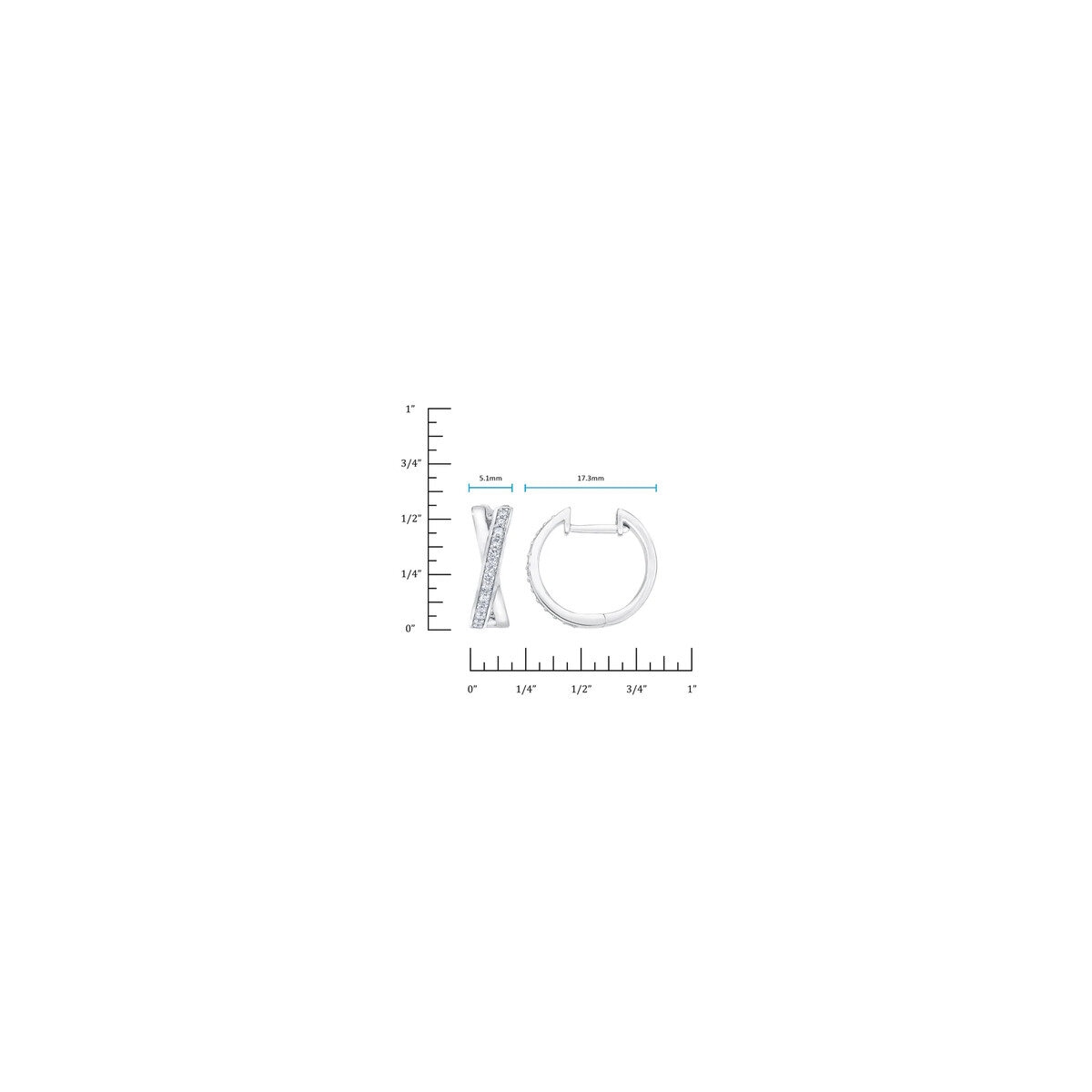 18K ホワイトゴールド 0.25カラット X フープ ピアス