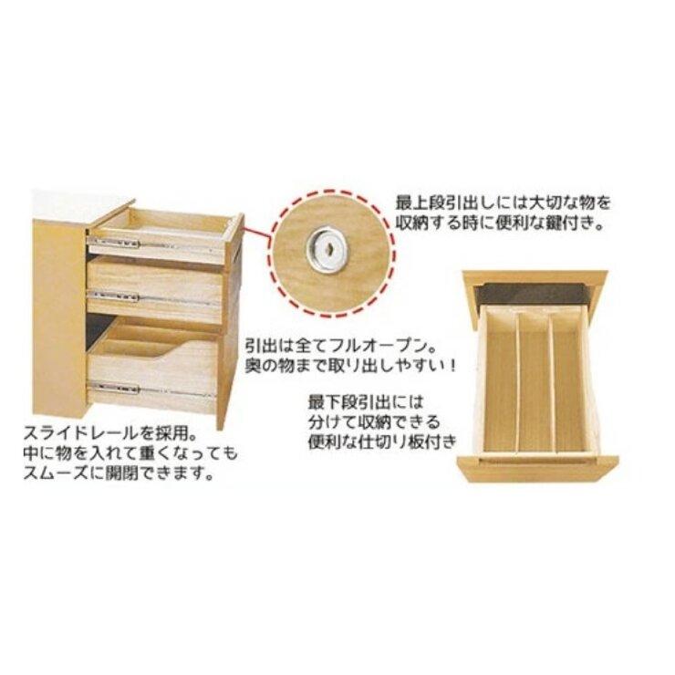 くろがね工作所 鍵付き3段引出キャビネット WU3-CFS くろがね工作所 鍵付き3段引出キャビネット WU3-CFS