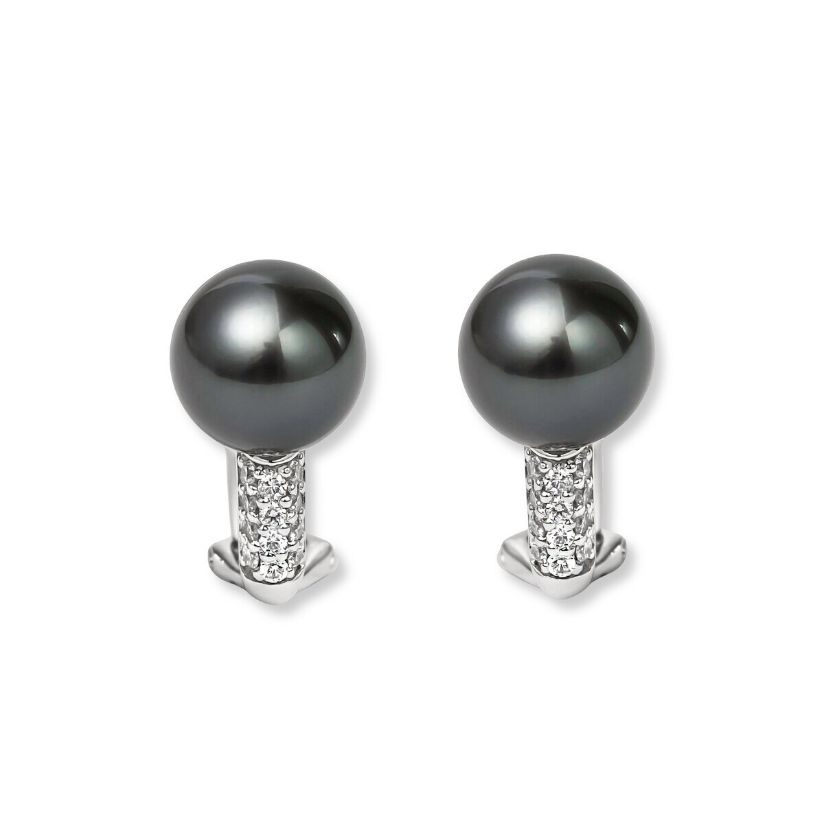 黒蝶真珠 18Kホワイトゴールド 0.24ct ピアス