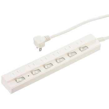 オーム電機 6口雷ガード付き節電タップ　2m HS-TPK62W-22