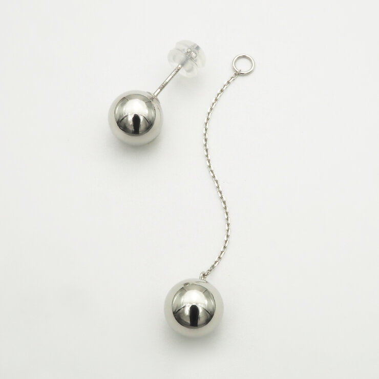 プラチナ 7.5mm ボール チェーン付き 2Way ピアス プラチナ 7.5mm ボール チェーン付き 2Way ピアス