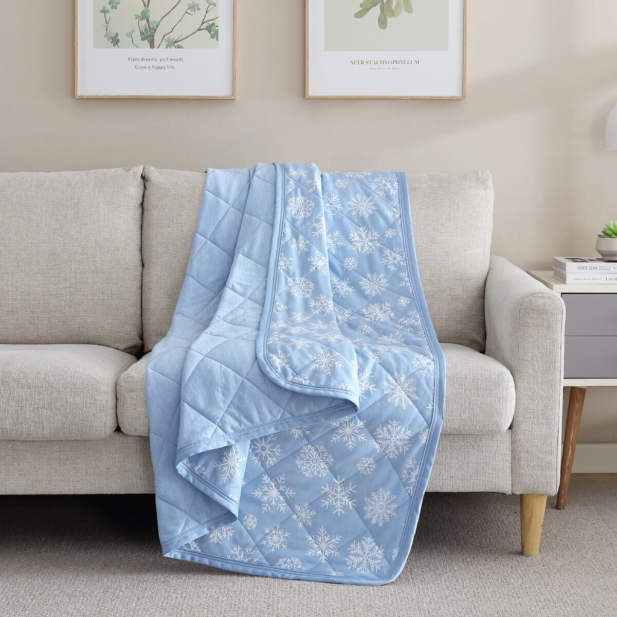 サットンプレイスコレクション リバーシブル 冷感ブランケット シングルサイズ 152cm x 203cm ブルー