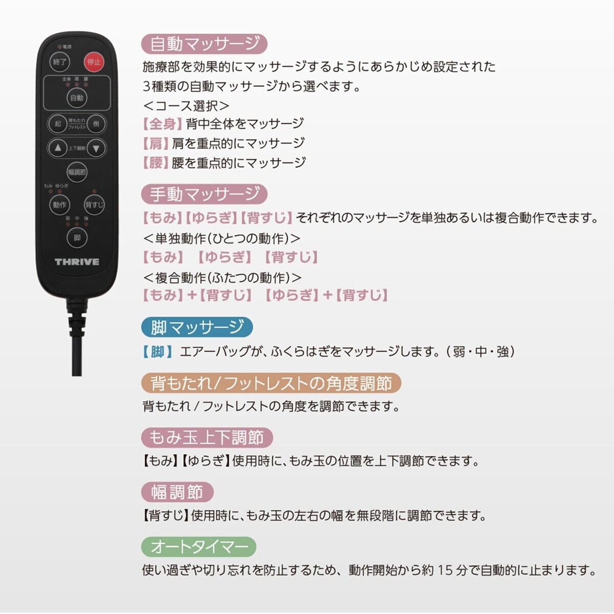 THRIVE くつろぎ指定席 ライト マッサージチェア CHD-3811(BK)