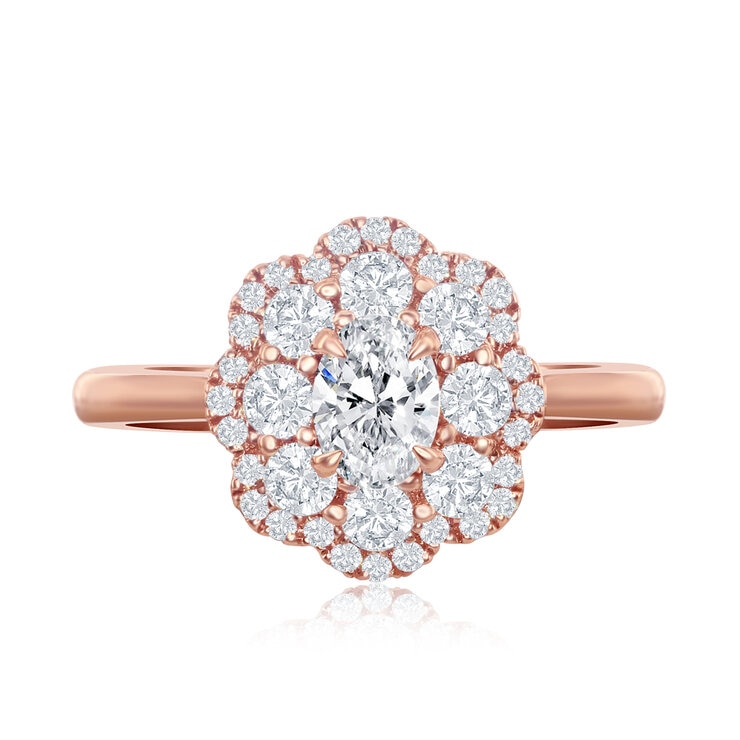 18K ローズゴールド 1.00カラット ダイヤモンド フラワーリング 18K ローズゴールド 1.00カラット ダイヤモンド フラワーリング