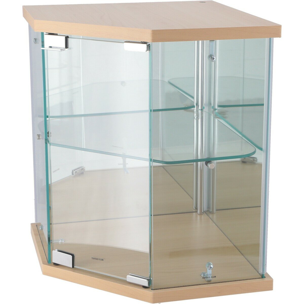卓上ガラスコレクションケース コーナー ナチュラル