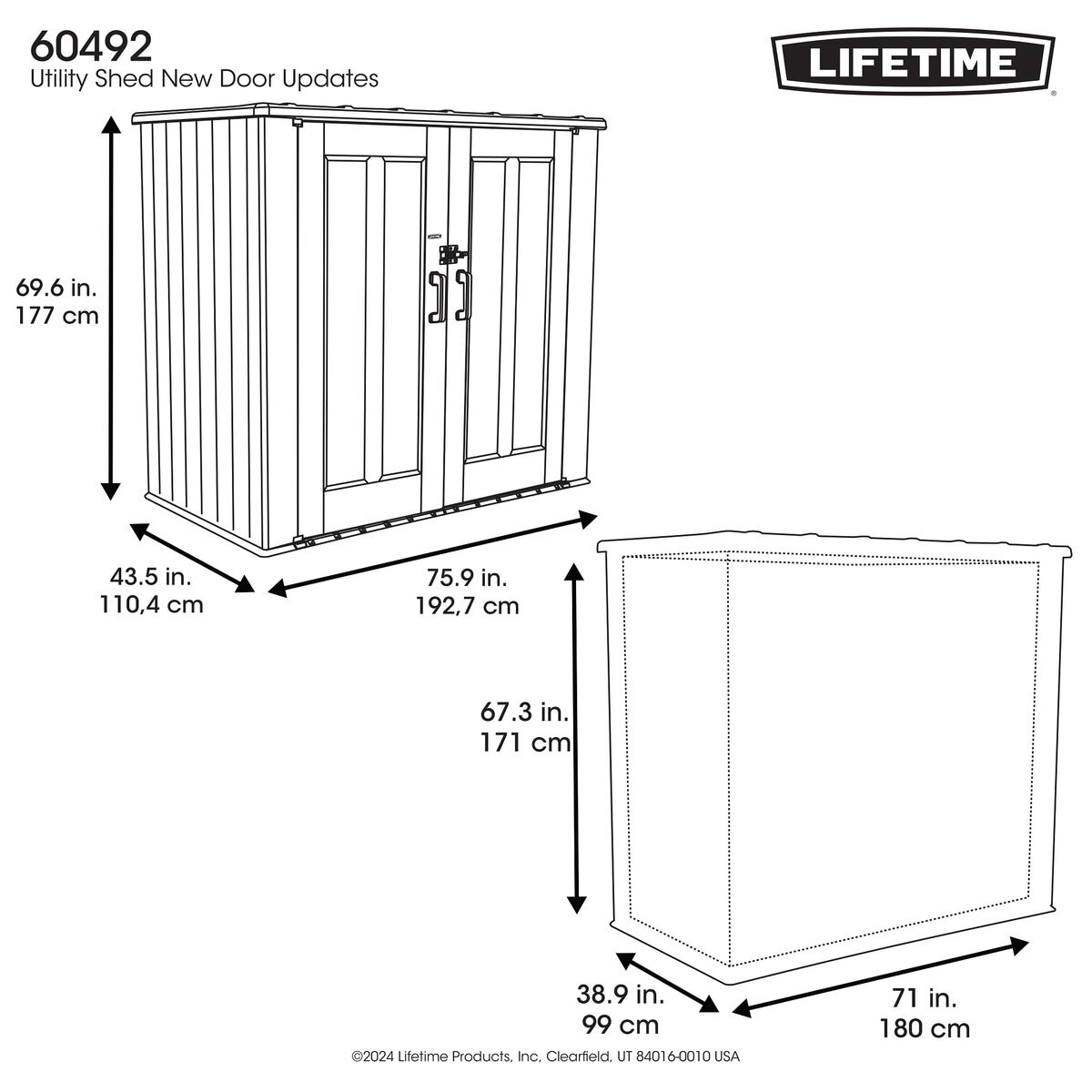 LIFETIME 6 x 4フィート (177 x 110 x 180 cm) 屋外用物置 LIFETIME 6 x 4フィート (177 x 110 x 180 cm) 屋外用物置