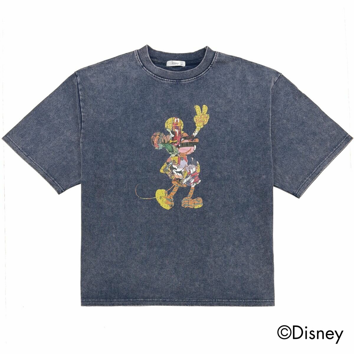 ミッキーマウス メンズ 半袖 Tシャツ ネイビー M