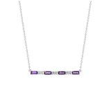 14K ホワイトゴールド 0.19カラット ダイヤモンド / アメジスト ネックレス