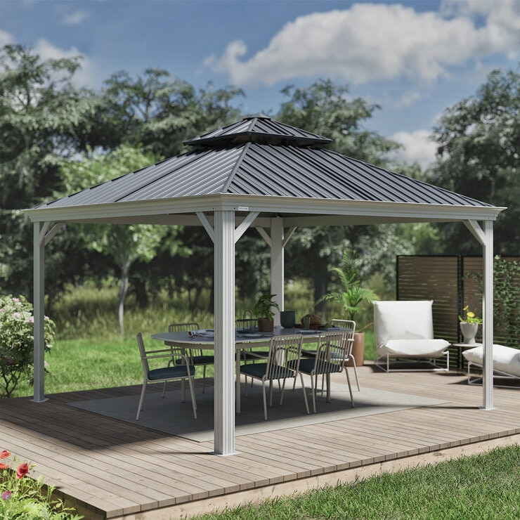 SOJAG メッシーナ 10 x 14フィート (3 x 4.2m) サンシェルター ホワイト SOJAG メッシーナ 10 x 14フィート (3 x 4.2m) サンシェルター ホワイト