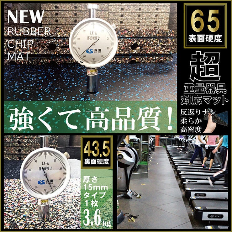 セルデス New ゴムチップマット 15ミリ厚 50cm x 50cm 8枚セット グレーミックス(JL-01)
