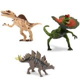 ライト&サウンド付き 恐竜フィギュア5体セット ティラノサウルス, ステゴサウルス, スピノサウルス,トリケラトプス, ディロフォサウルス