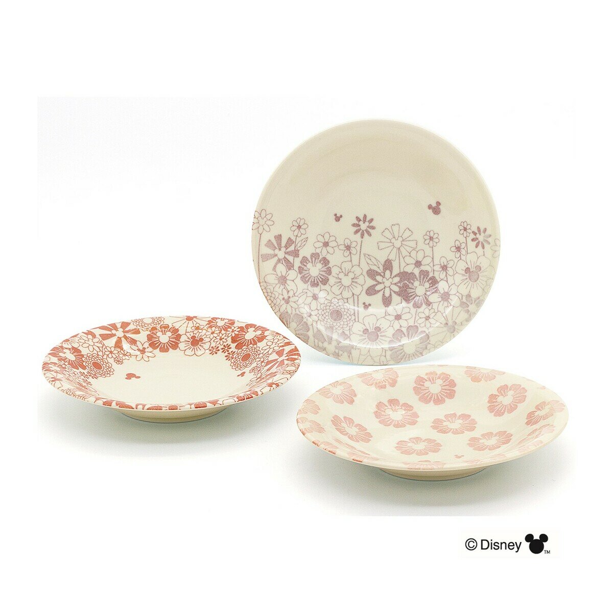 三郷陶器 フラワー・フラワー ディズニー ケーキプレートセット 3枚