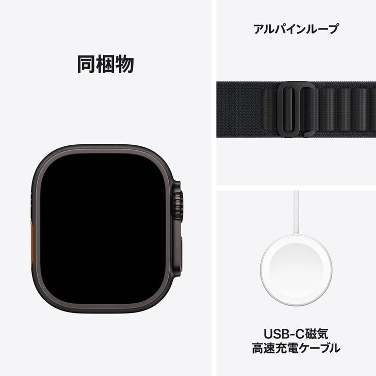 Apple Watch Ultra 3 Cellular 49mmブラックチタニウムケースとブラックアルパインループ - S