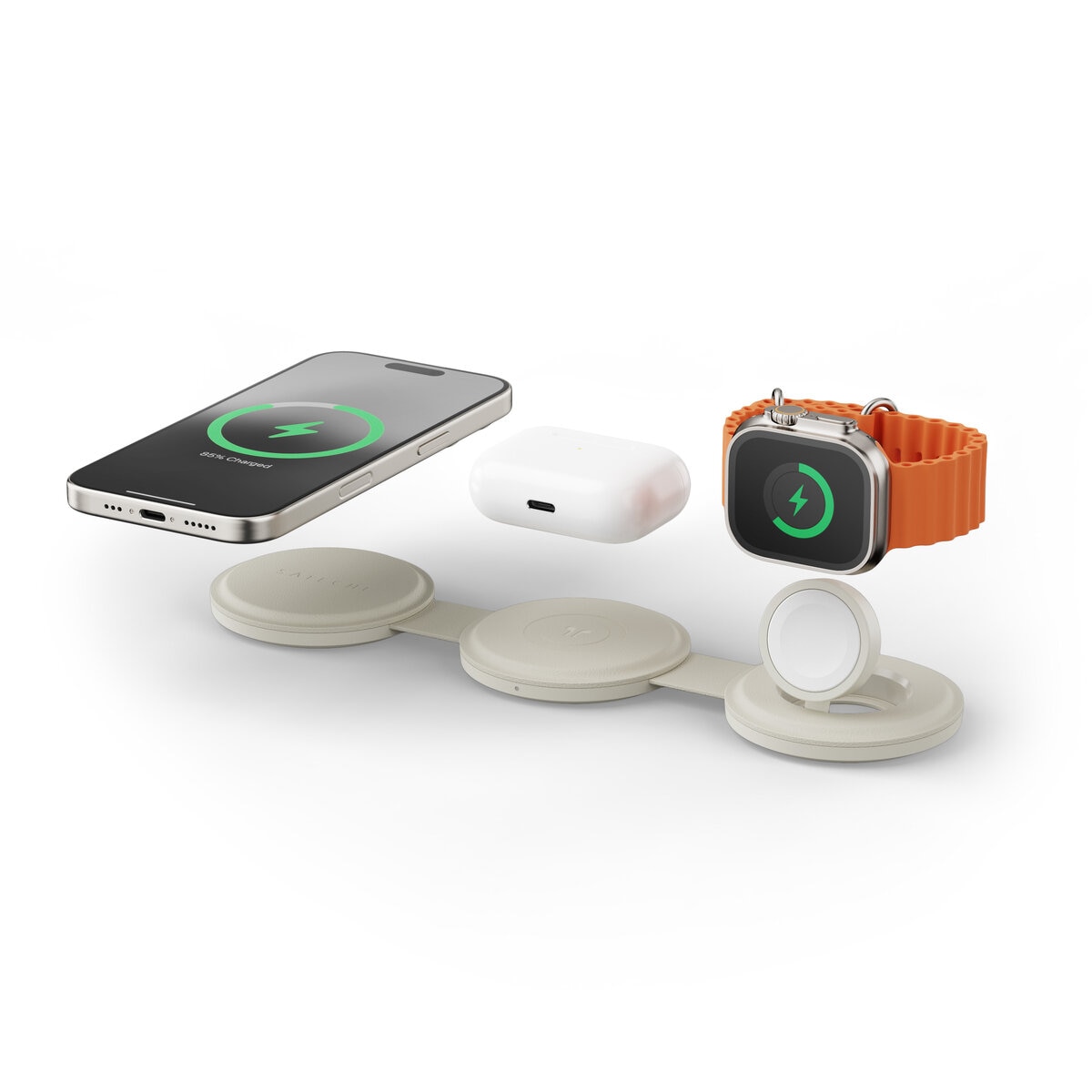 Satechi OntheGo 3-in -1 ワイヤレスチャージャー / サンド