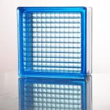 ガラスブロック 190 x 190 x 80 mm   6個セット カラーシリーズ    パラレルブルー  JGB80112