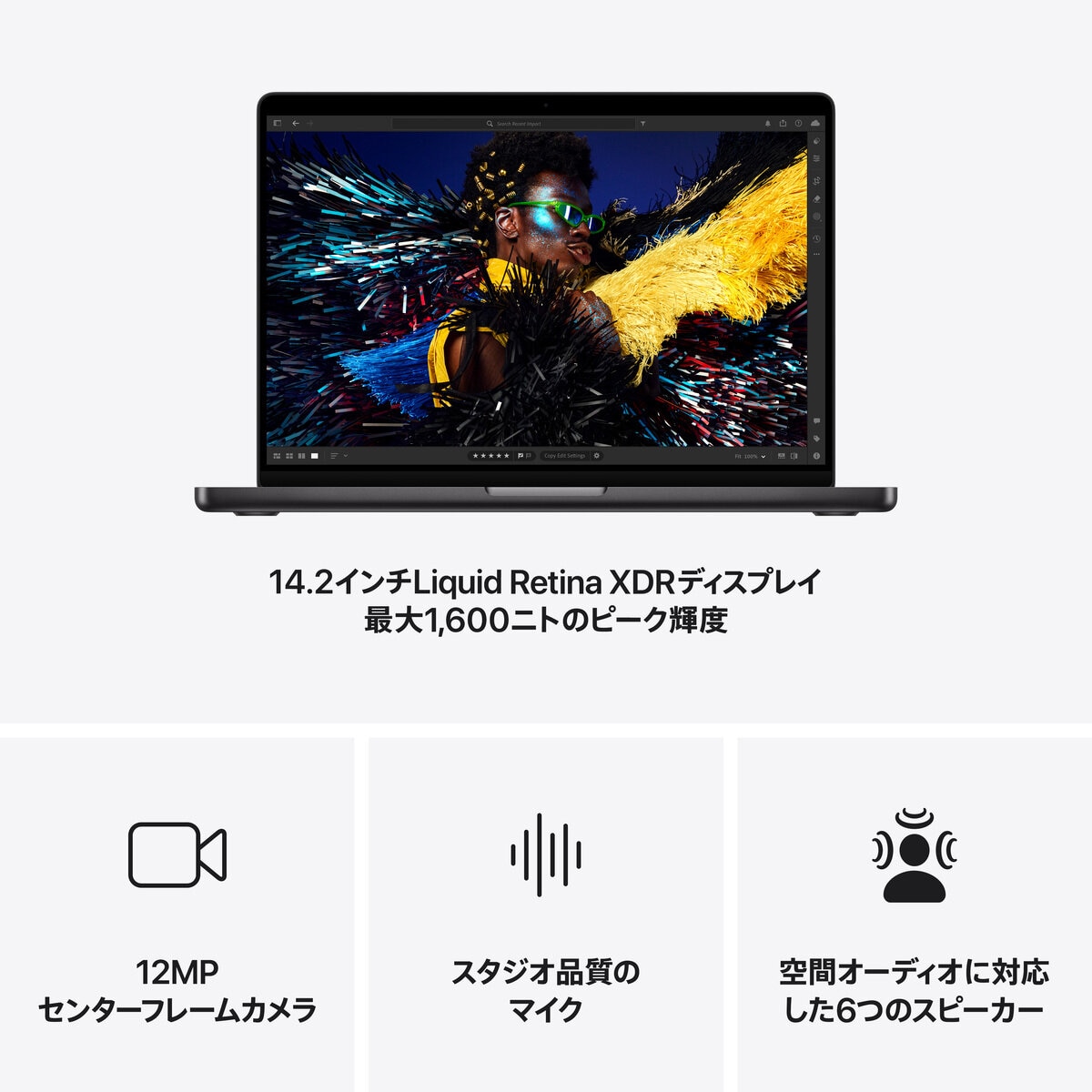 Apple MacBook Pro 14インチ 10コアCPU/10コアGPU/Apple M4チップ/16GB/512GB SSD スペースブラック