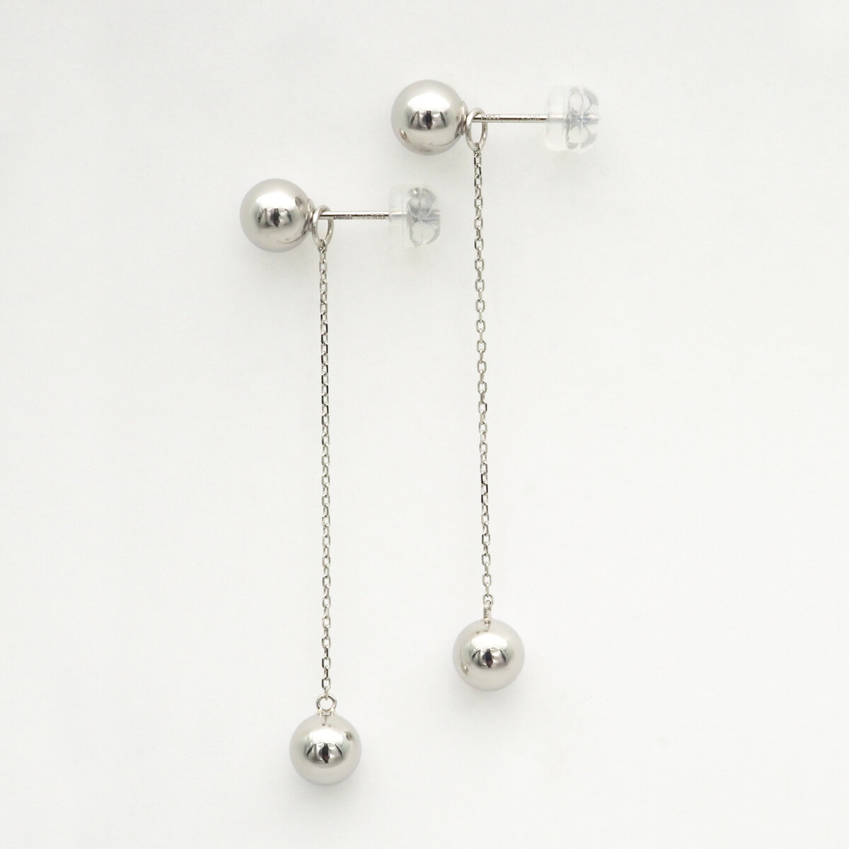 プラチナ 5.5mm ボール チェーン付き 2Way ピアス