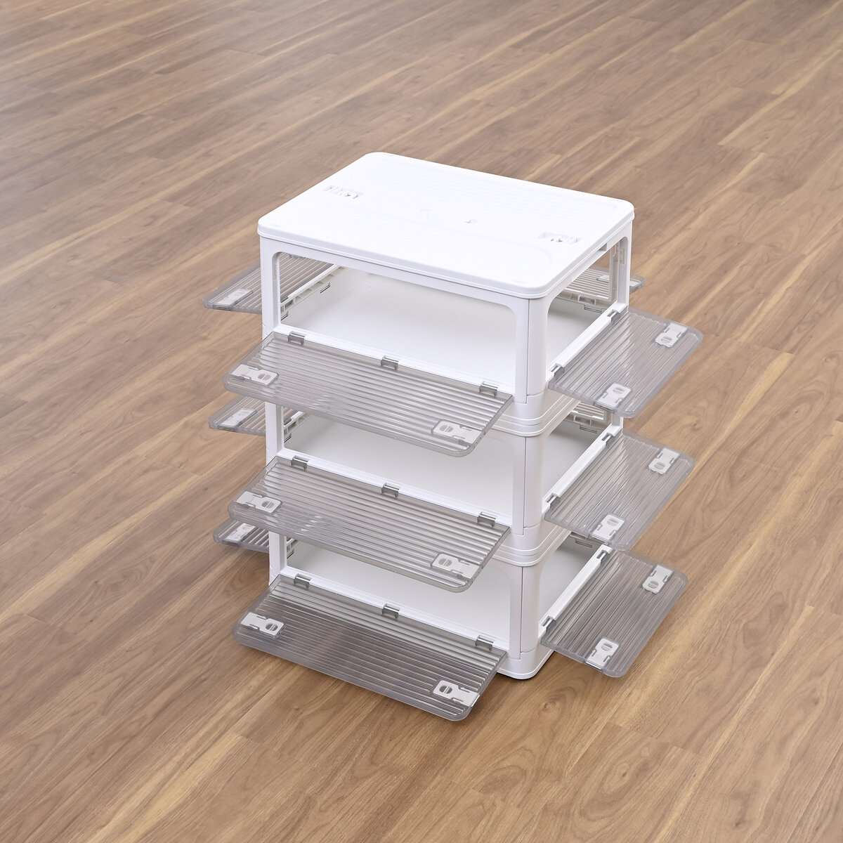 YAMAZEN コンテナフルオープンボックスM 3個組 ホワイト