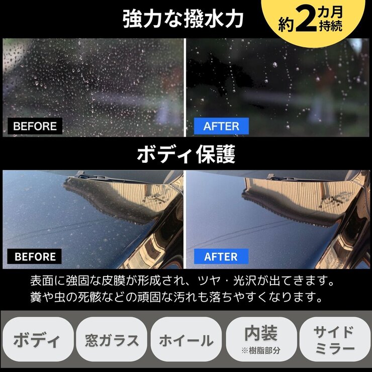 EK-ZERO 最速洗車 水なし洗車＆コーティング 500ml クロスセット