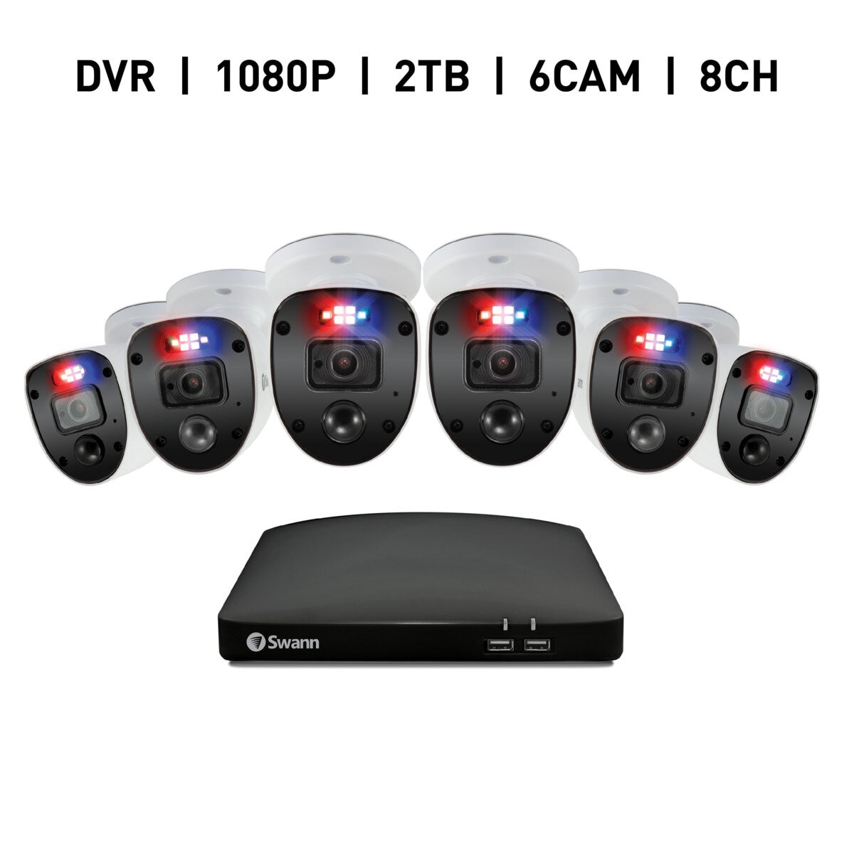 Swann（スワン）8CH 1080 DVRシステム 2TB Enforcer バレット型 カメラ6台