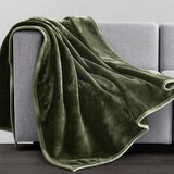 フランネル 大判ひざ掛け 152cm x 177cm グリーン