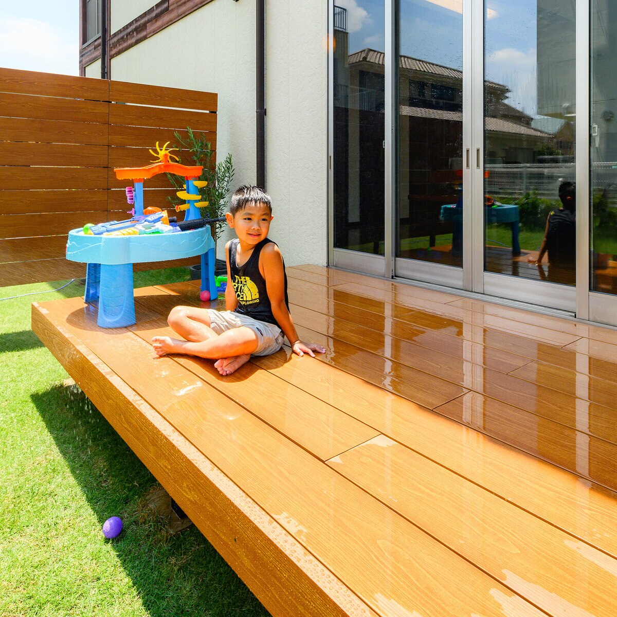 MINO 彩木 ガーデンデッキ セット W5068 x D3029 mm　ライトブラウン　高さ500～600mm