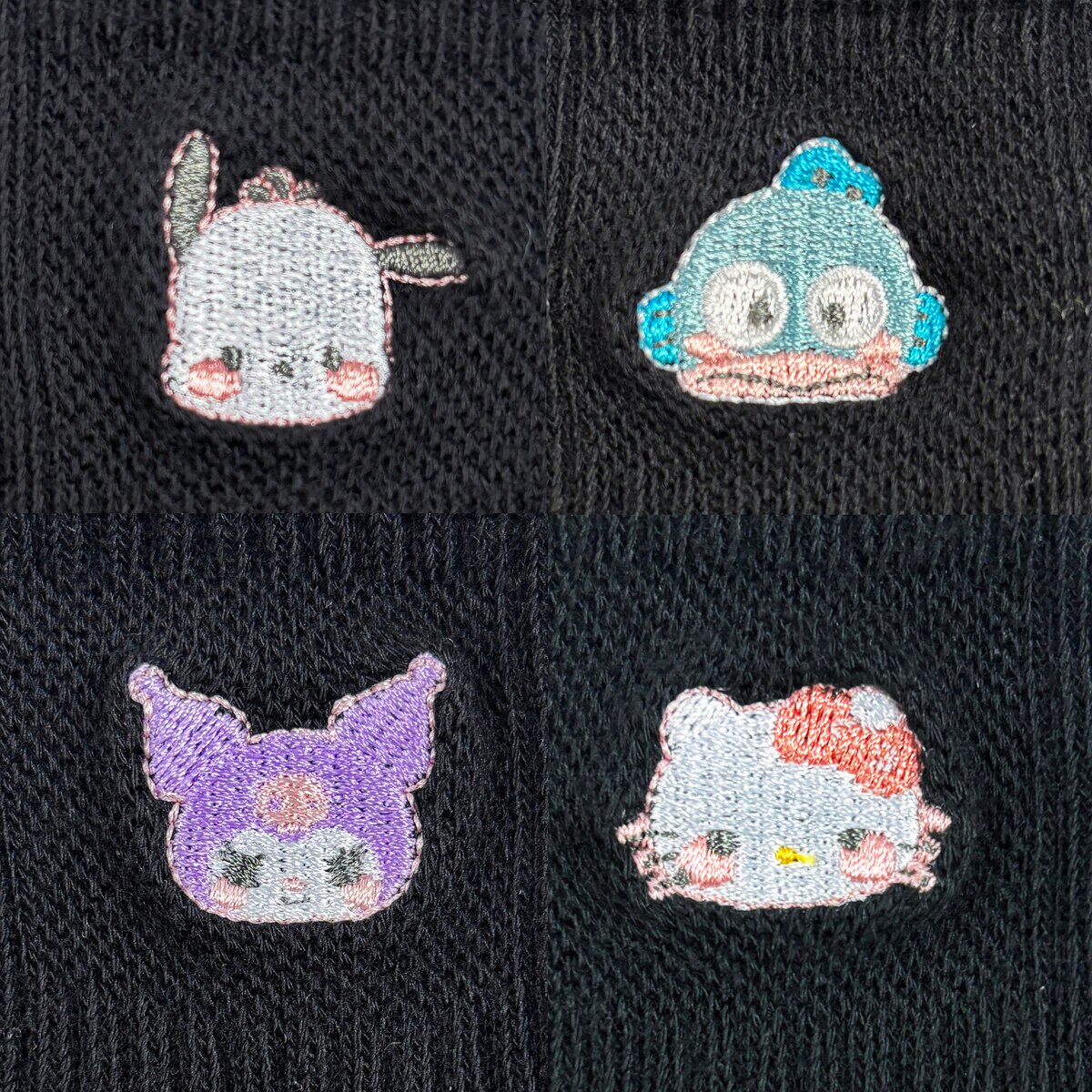 サンリオ スクール ソックス 4足組 ブラック ハローキティ/ポチャッコ/ハンギョドン/クロミ