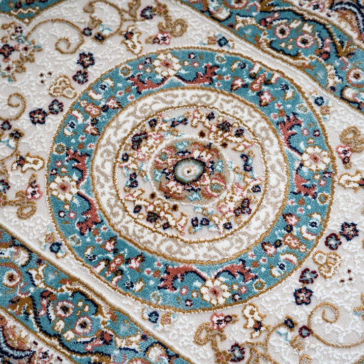 ウィルトン織りマット ロザリオ 60 x 90cm ブルー