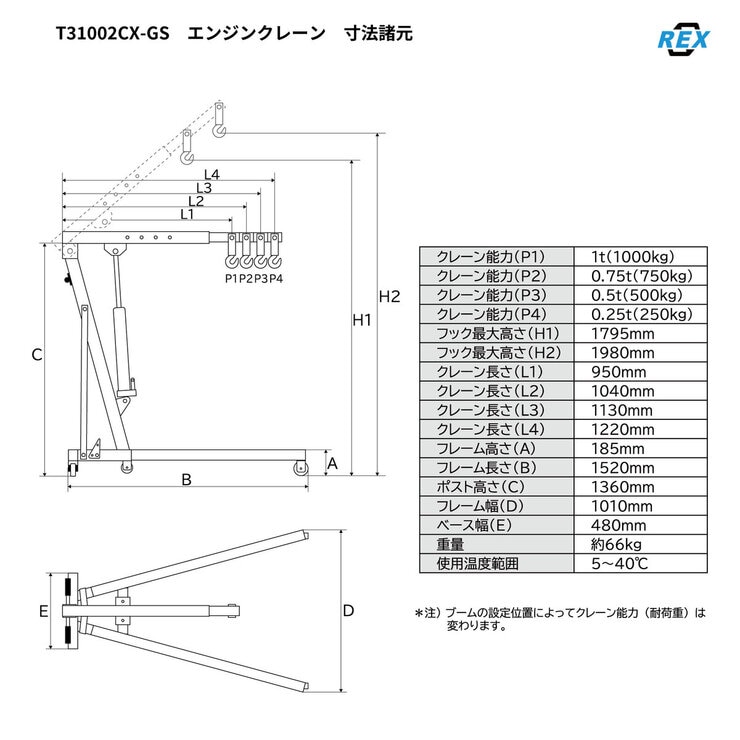 トーリン ビック レッド ジャックス 1ｔ エンジンクレーン