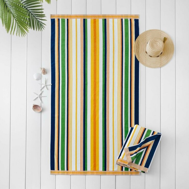大判ビーチタオル 101cm x 182cm ミラーストライプ