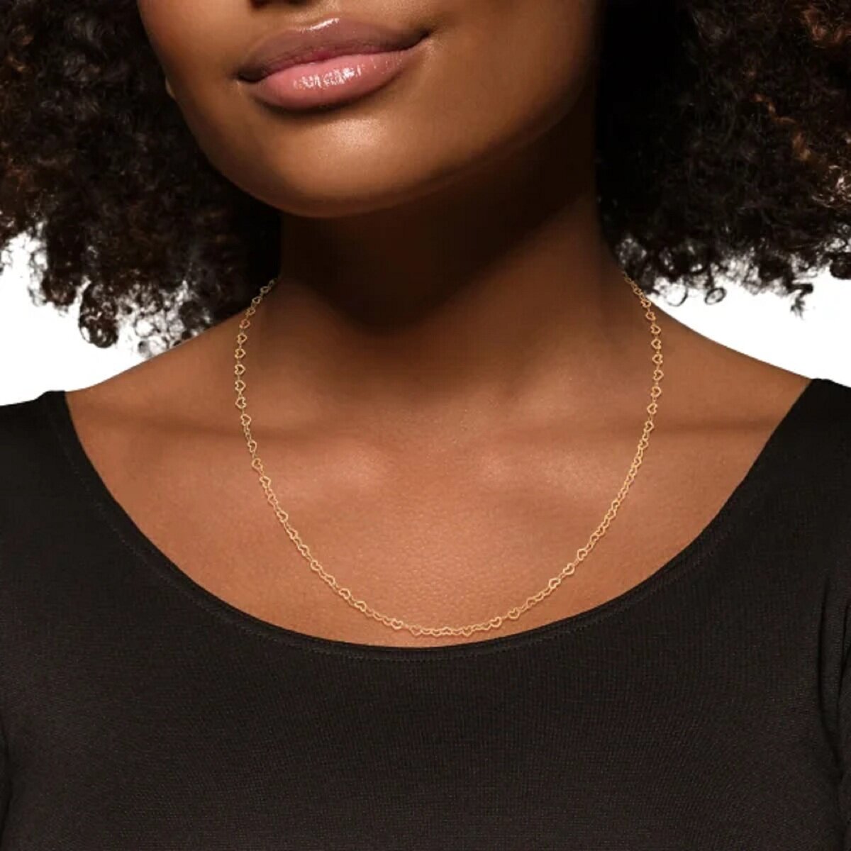 14K Yellow Gold ハート リンク ネックレス