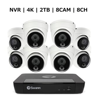 Swann 8CH 4K NVRシステム 2TB 4K 顔認識 ドームカメラ 8台セット