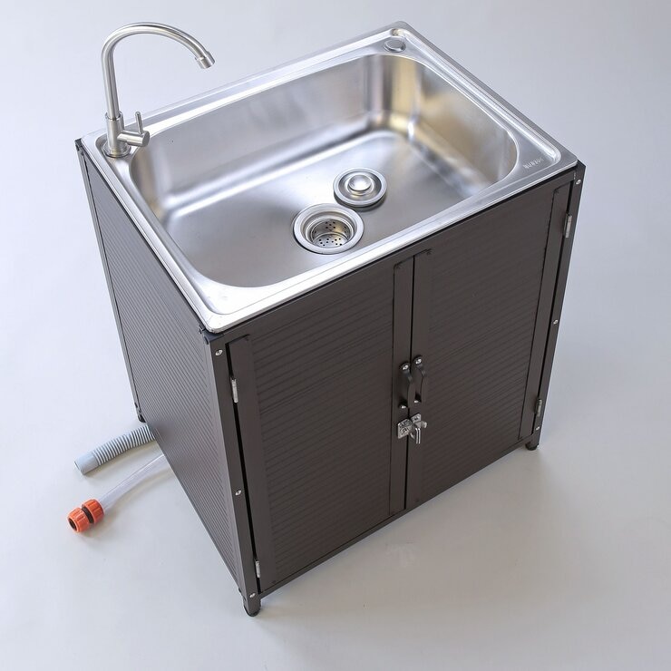 シンク　ステンレス流し台　 送料無料】サンカ おそとキッチン ステンレス流し台55 蛇口付 OK-55SJ