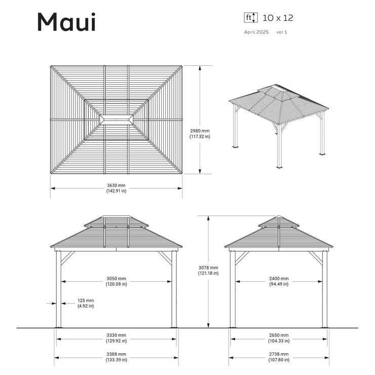 SOJAG マウイ 10 x 12フィート (3.0 x 3.6 m) ガゼボ SOJAG マウイ 10 x 12フィート (3.0 x 3.6 m) ガゼボ