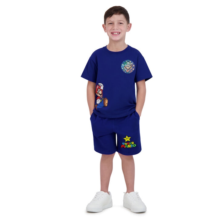 キャラクター キッズ Tシャツ&ショートパンツセット スーパーマリオ ブルー 5 キャラクター キッズ Tシャツ&ショートパンツセット スーパーマリオ ブルー 5
