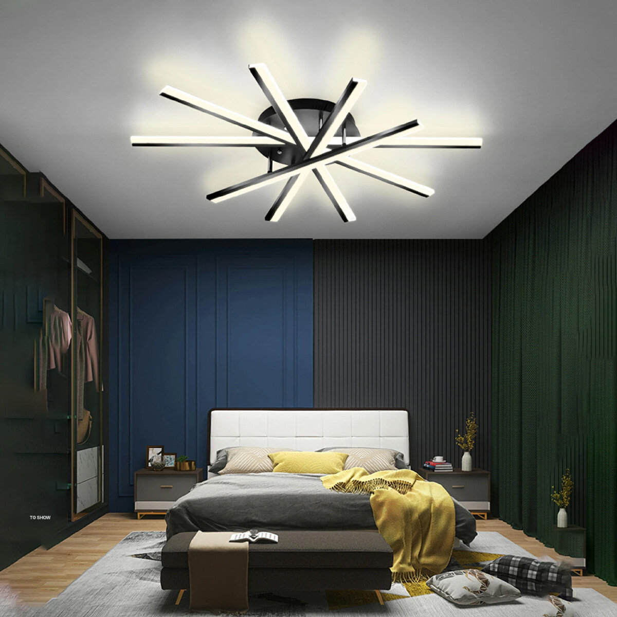 7Life ロング型 シャンデリアライト 黒 5B 暖黄色