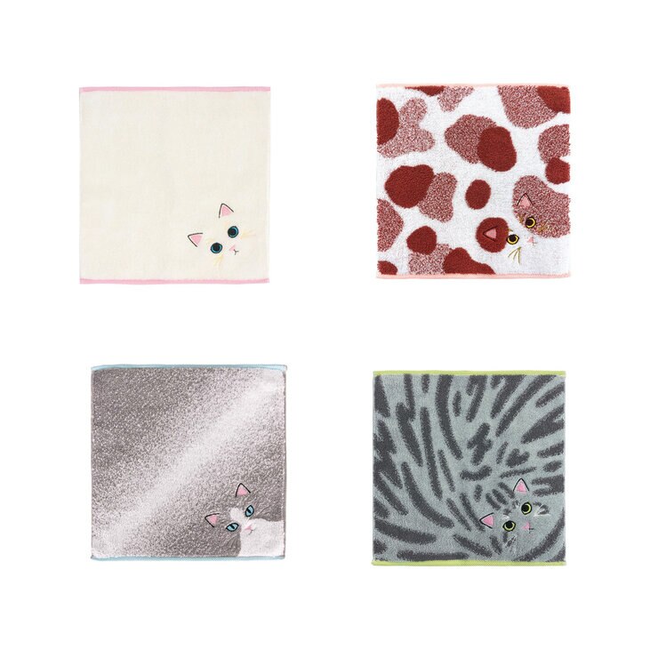 Uchinoko うちのニャンコ毛並ハンカチ 25cm x 25cm 4枚組