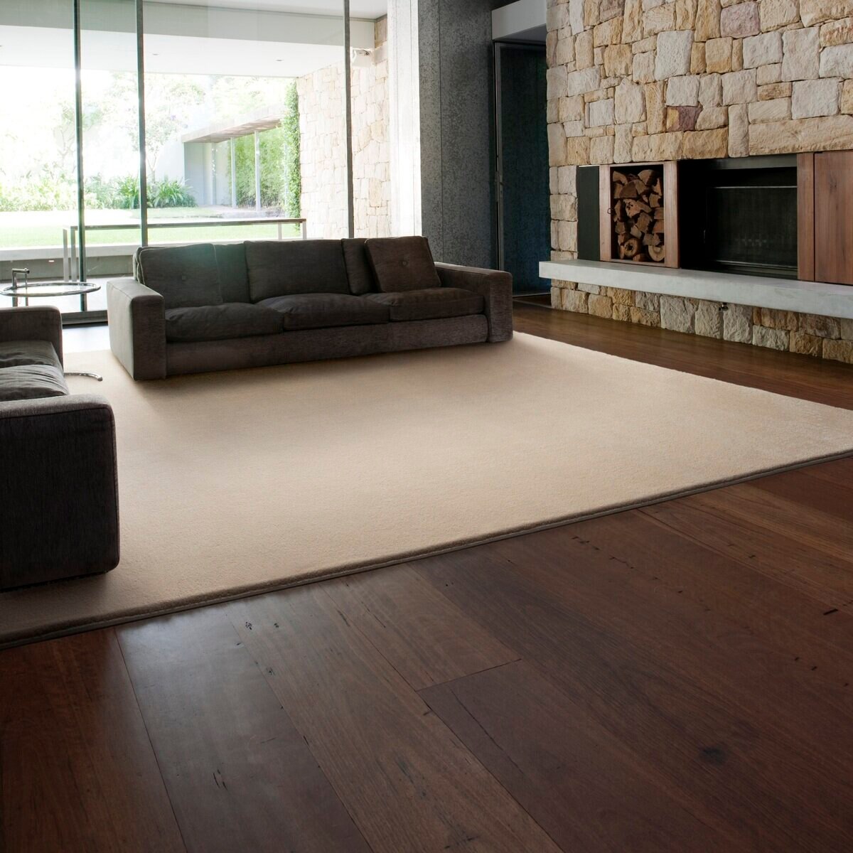 スミノエ 防炎･防音･消臭ラグ スミトロンニューサキソニーラグ 200cm x 200cm アイボリー