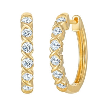 14K イエローゴールド 0.50カラット ダイヤモンド フープピアス