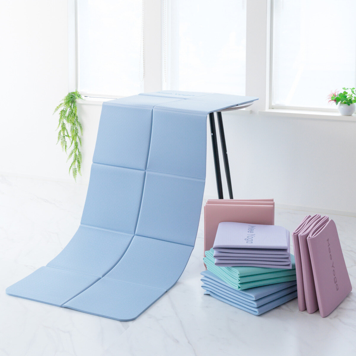 Mee Yoga 折り畳みヨガマット 8mm TPE アイスブルー