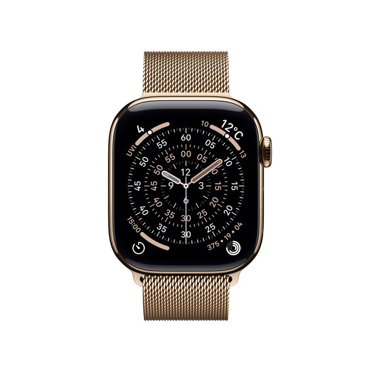 Apple Watch S11 Cellular 42mmゴールドチタニウムケースとゴールドミラネーゼループ