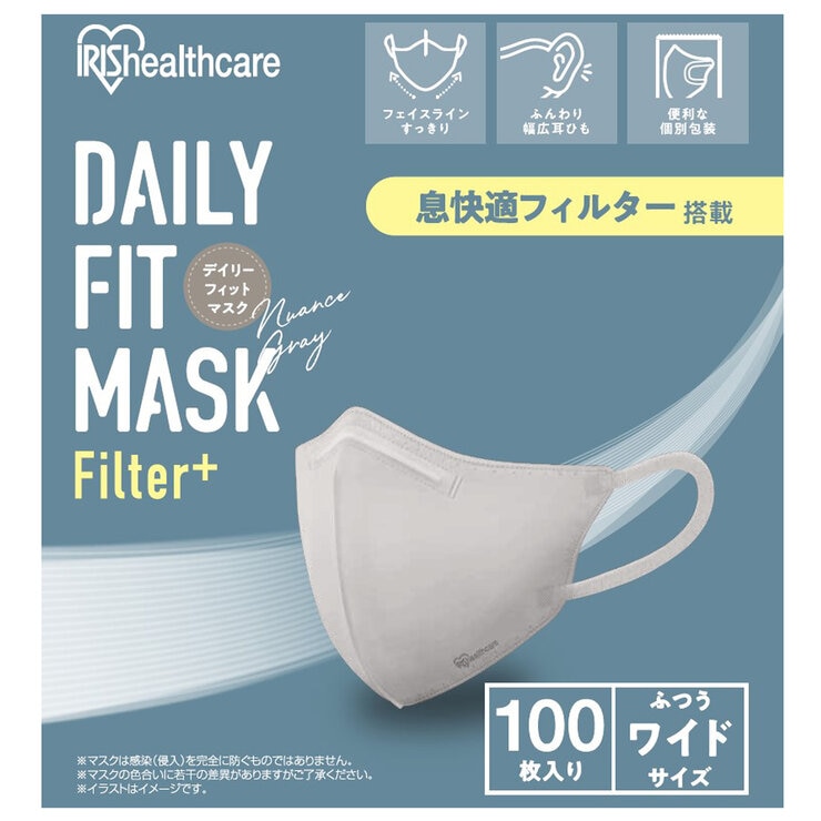 アイリスオーヤマ デイリーフィットマスク 立体 フィルタープラス ふつうワイドサイズ 100枚 アイリスオーヤマ デイリーフィットマスク 立体 フィルタープラス ふつうワイドサイズ 100枚