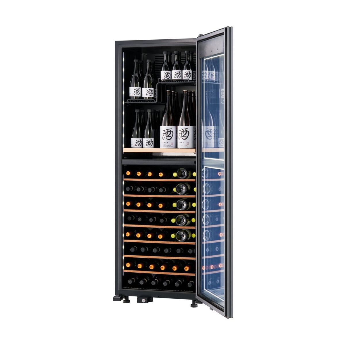 さくら製作所 日本酒＆ワインセラー/95本用/氷温冷蔵機能付き/氷温M2/2温度/ブラック/LX95DM2Z-RH-B
