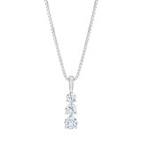 14K ホワイトゴールド 1.00カラット ダイヤモンド 3石 ペンダント ネックレス